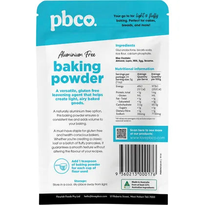 PBco Aluminium Free Baking Powder 120g