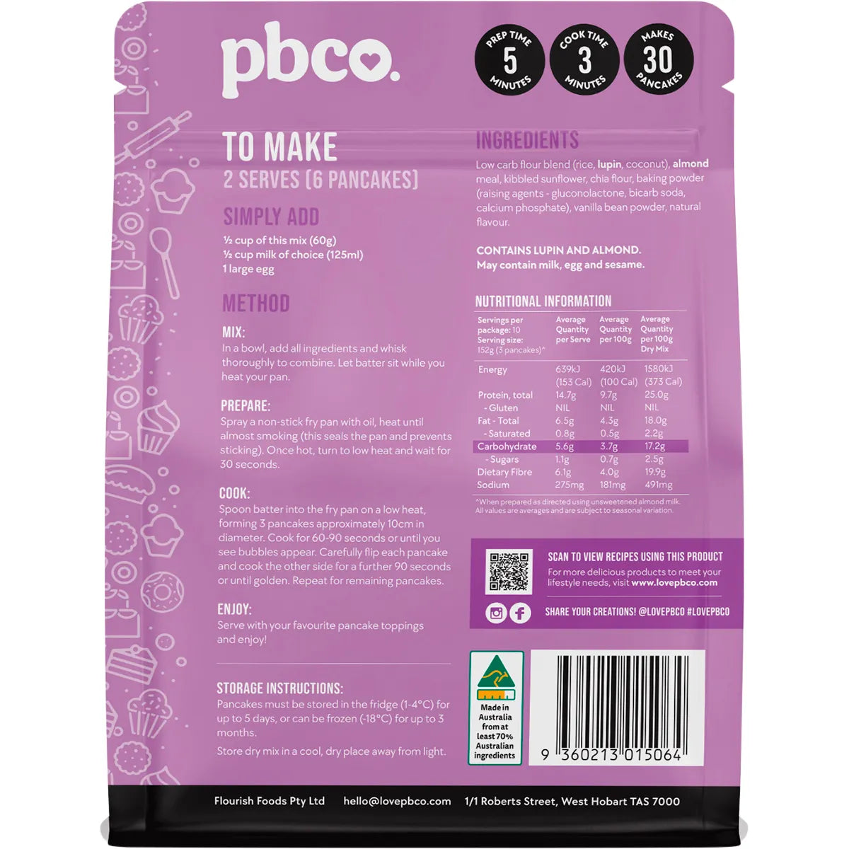 PBCo Pancake & Pikelet Mix Low Carb 300g