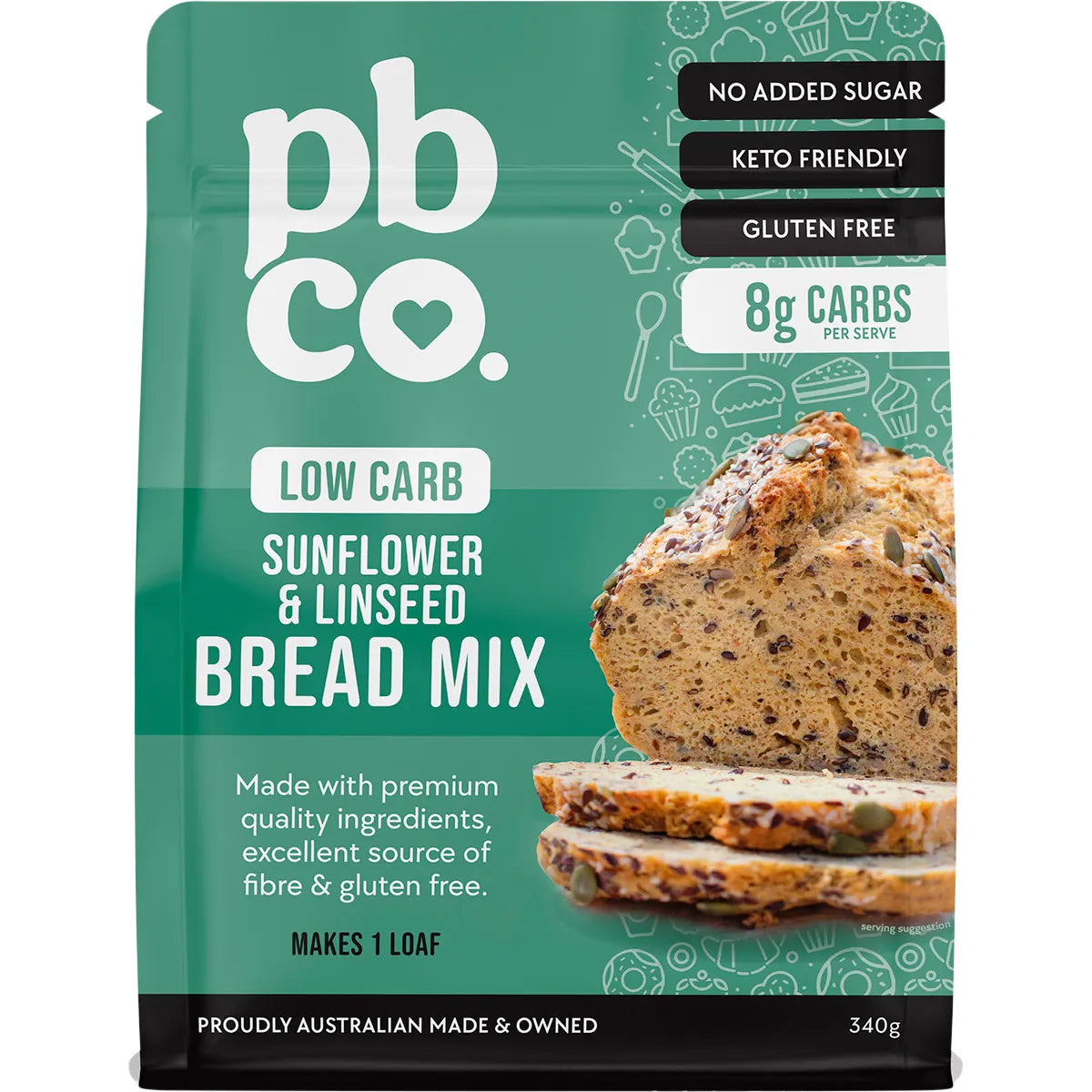 PBCo Sunflower & Linseed Bread Mix Low Carb 340g