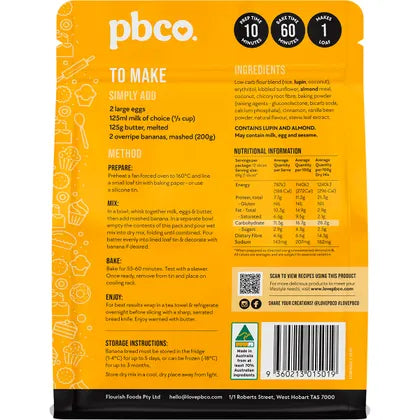 PBCO Banana Bread Mix Low Carb 350g