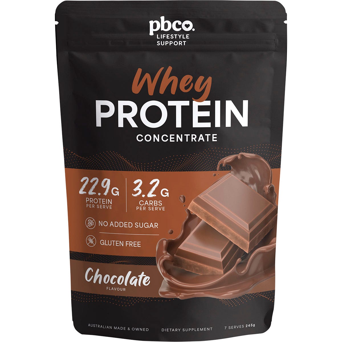 PBco Whey Protein Concentrate Chocolate 245g