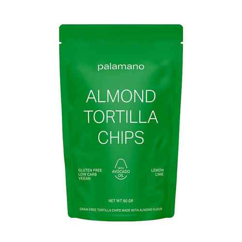 Palamano Almond Tortilla Chips Lemon Lime 90g Front