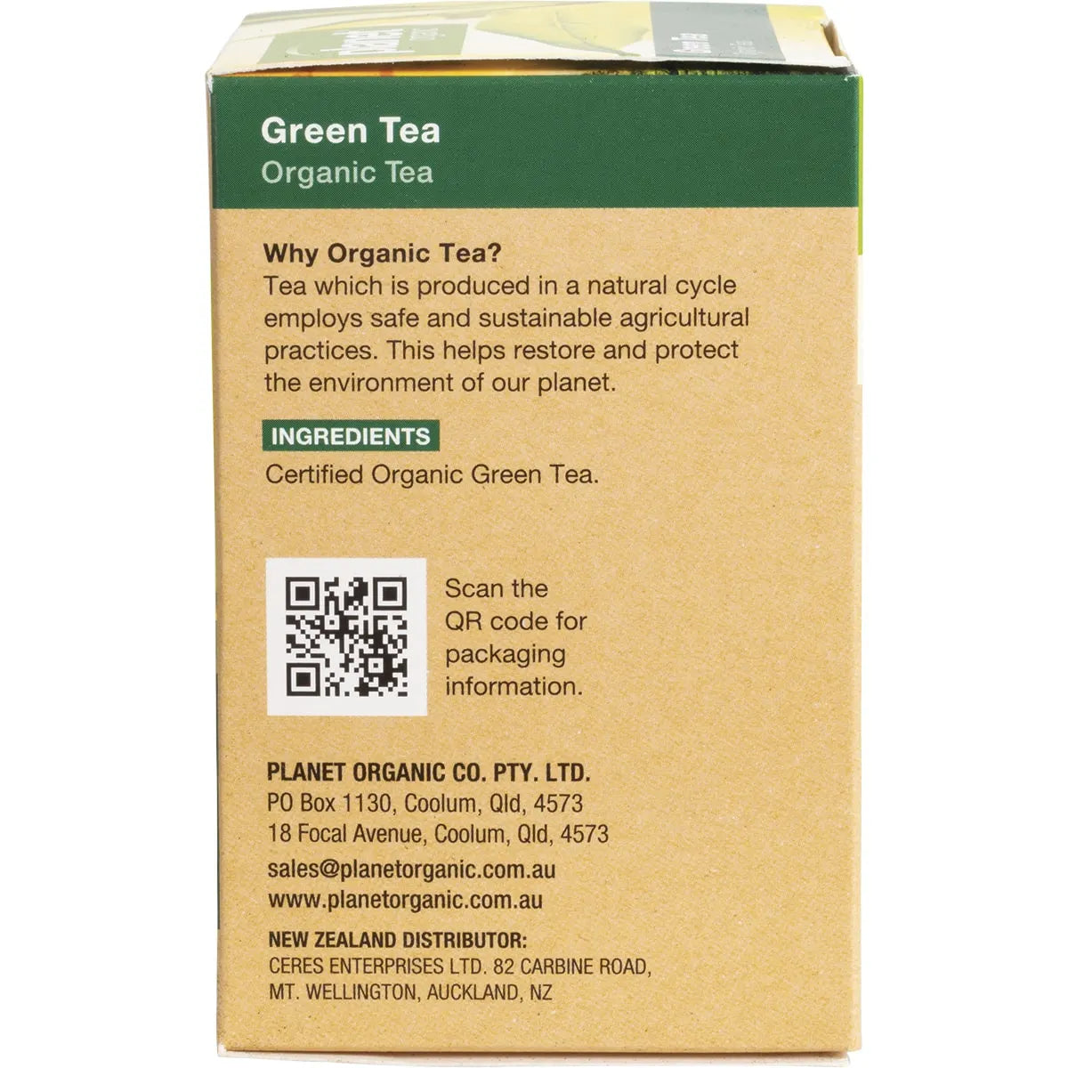 Planet Organic Green Tea x 25 Tea Bags