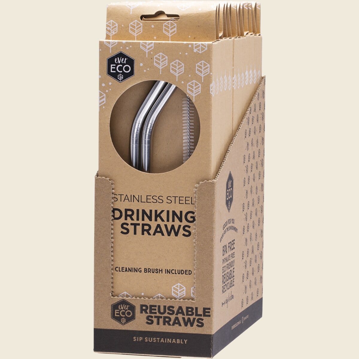 Ever Eco Stainless Steel Straws Bent - 2Pack+Brush