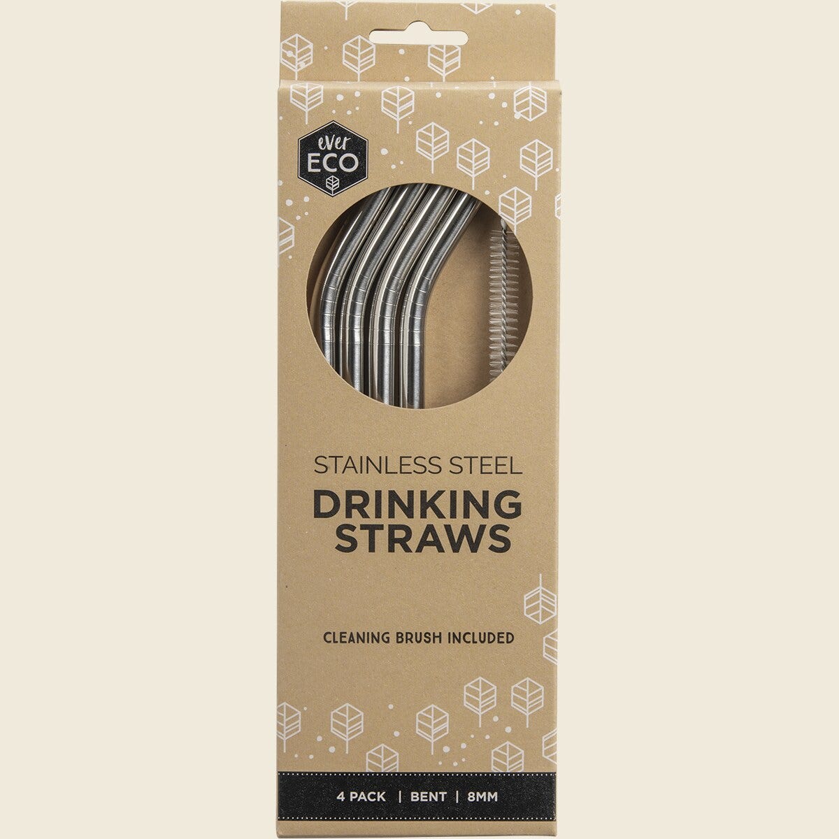 Ever Eco Stainless Steel Straws Bent - 4Pack+Brush