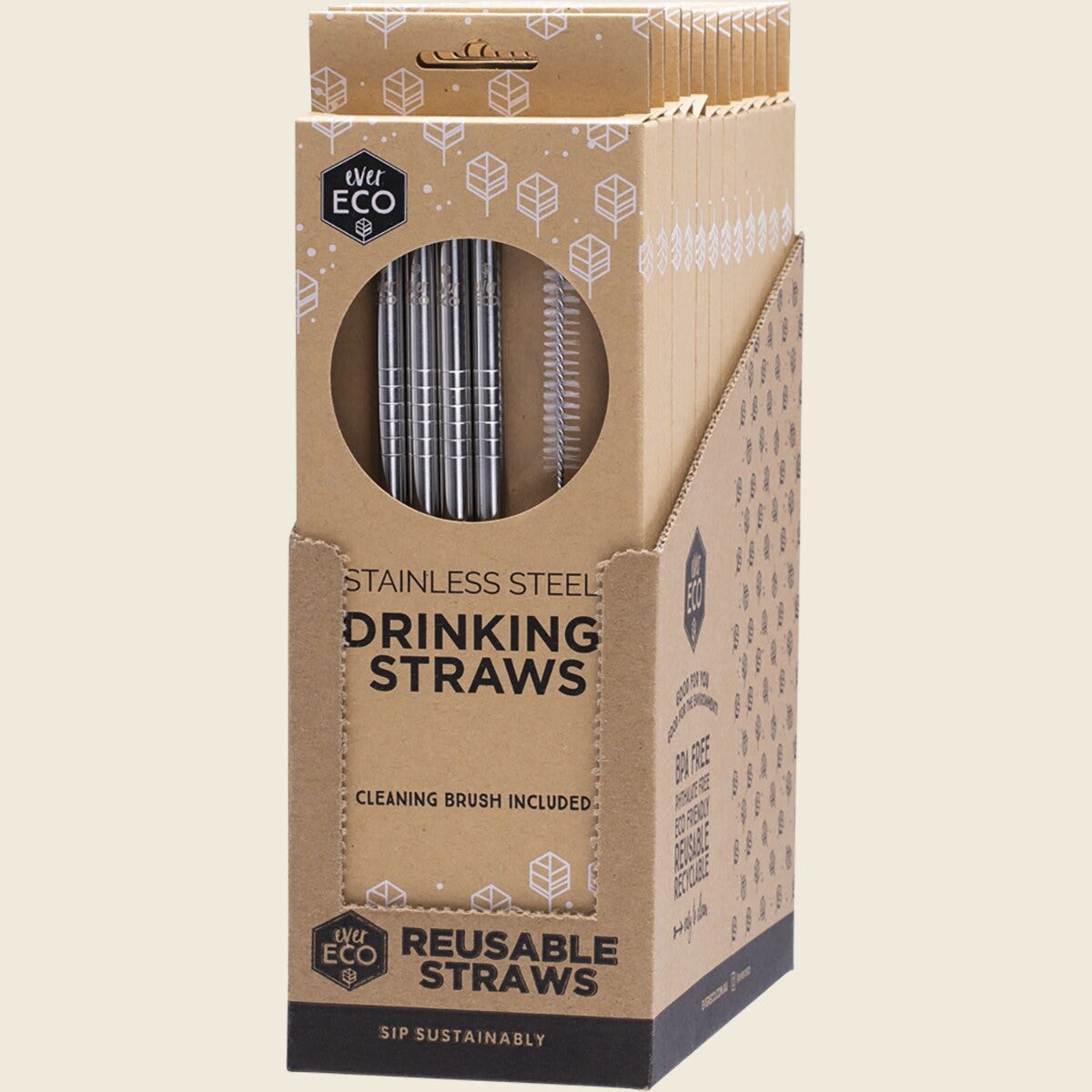 Ever Eco Stainless Steel Straws Straight - 4Pack+Brush