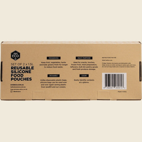 Ever Eco Reusable Silicone Food Pouches Set Of 2 X 1.5L