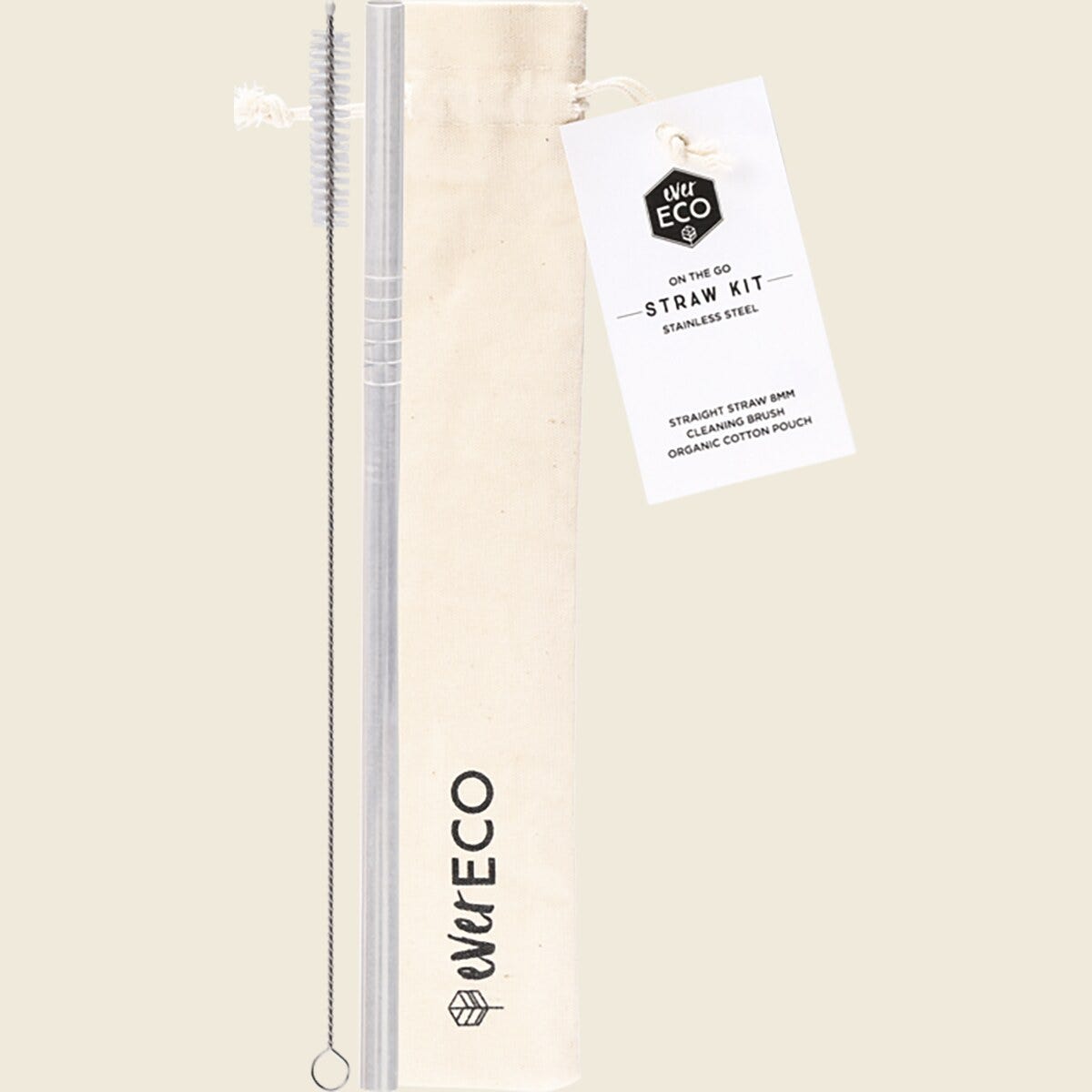 Ever Eco On-The-Go Straight Stainless Steel Straw Kit