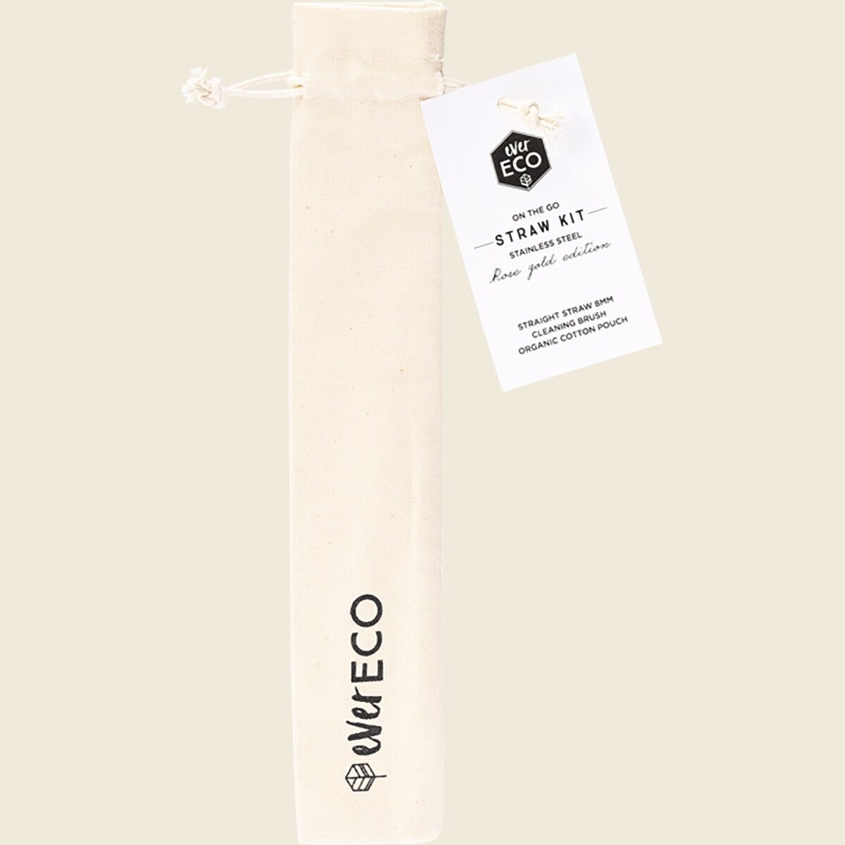 Ever Eco On-The-Go Straight Stainless Steel Straw Kit - Rose Gold