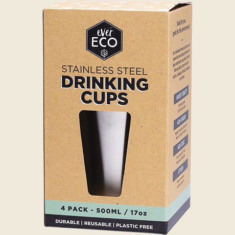 Ever Eco Stainless Steel Drinking Cups - 4 pack 4 x 500ml