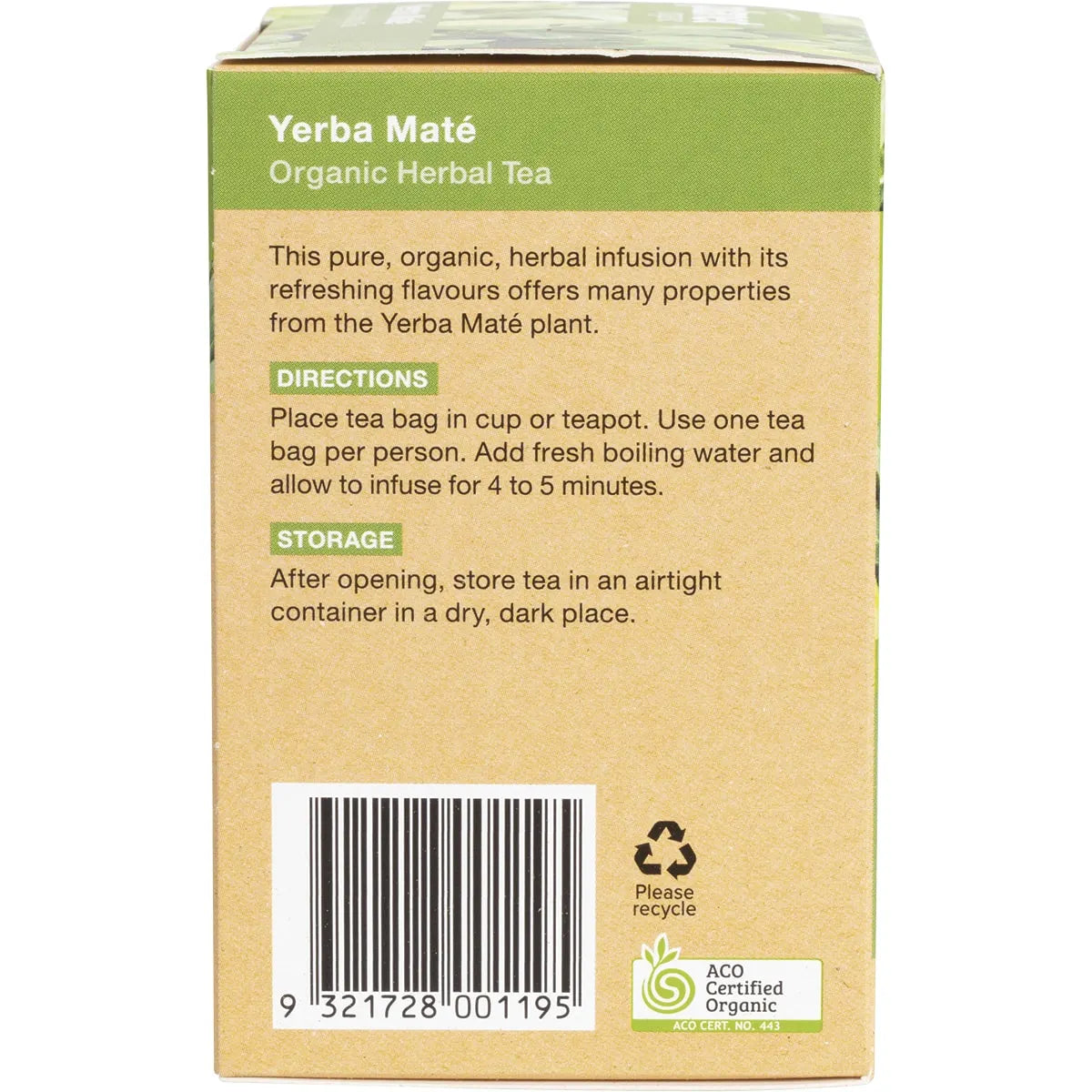Planet Organic Organic Herbal Tea Yerba Mate x 25 Tea Bags