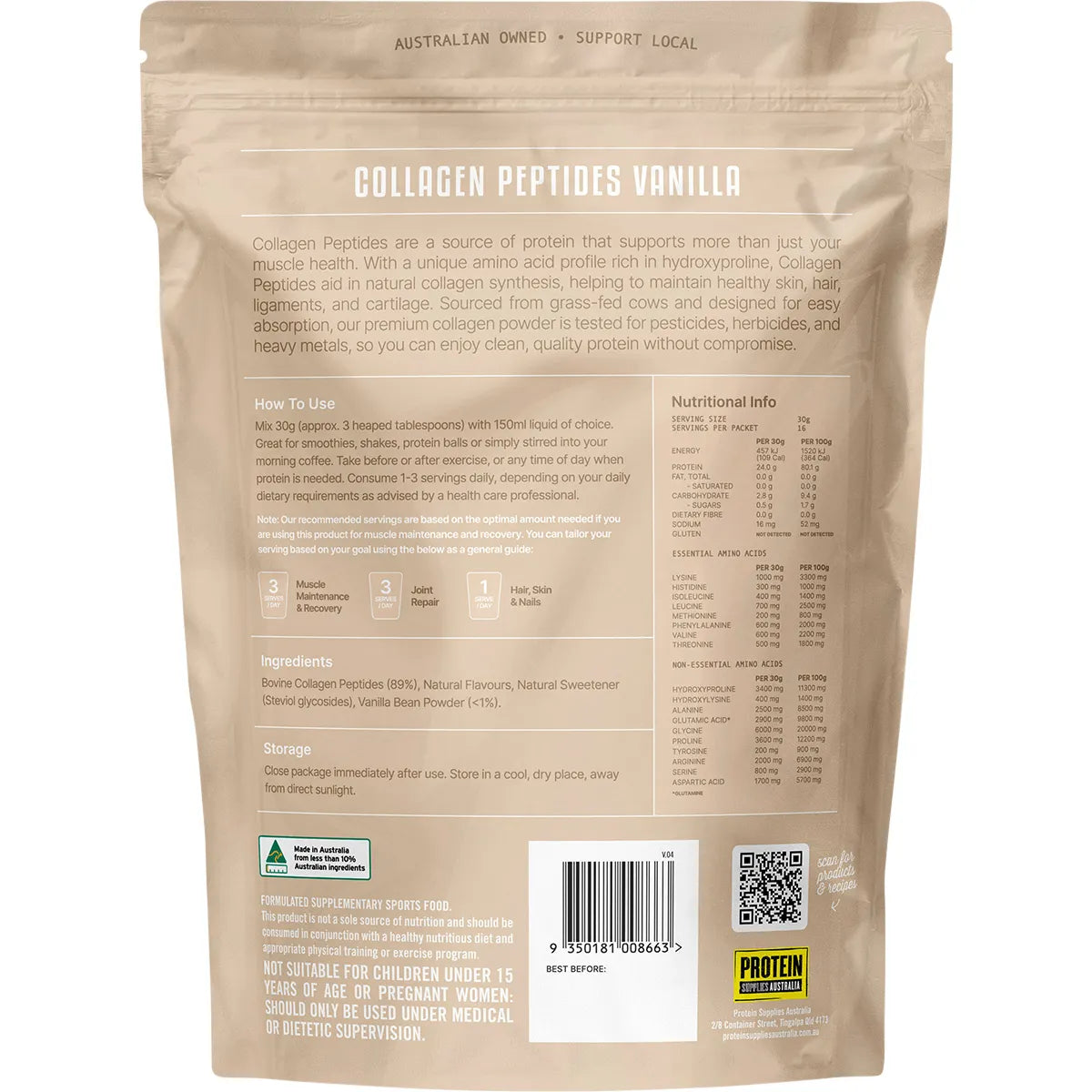 Protein Supplies Australia Collagen Vanilla