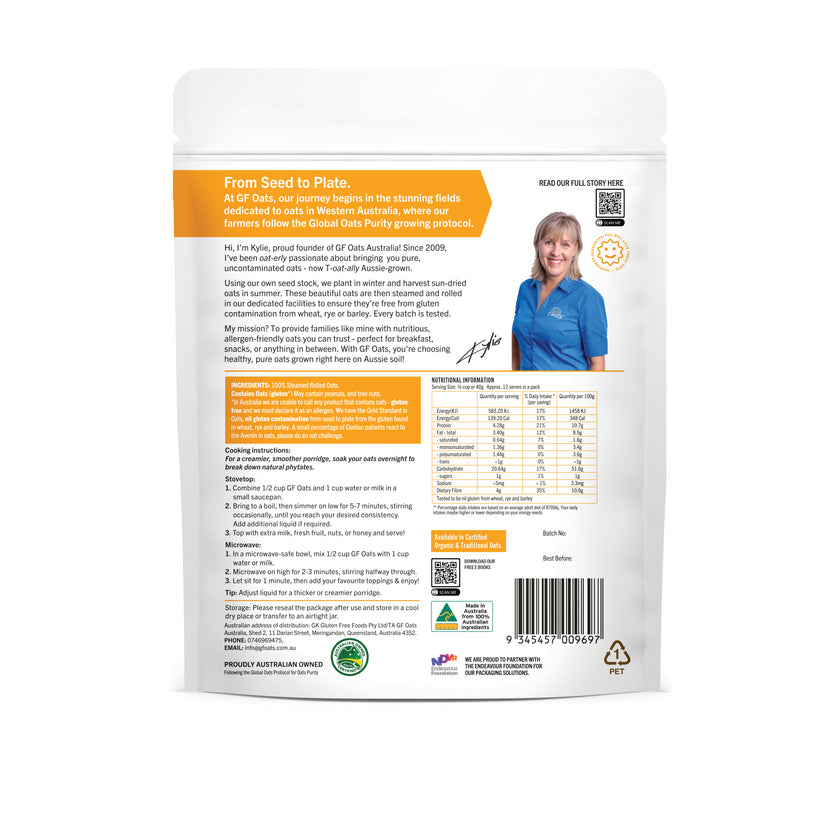 Gloriously Free Quick Oats 500g back