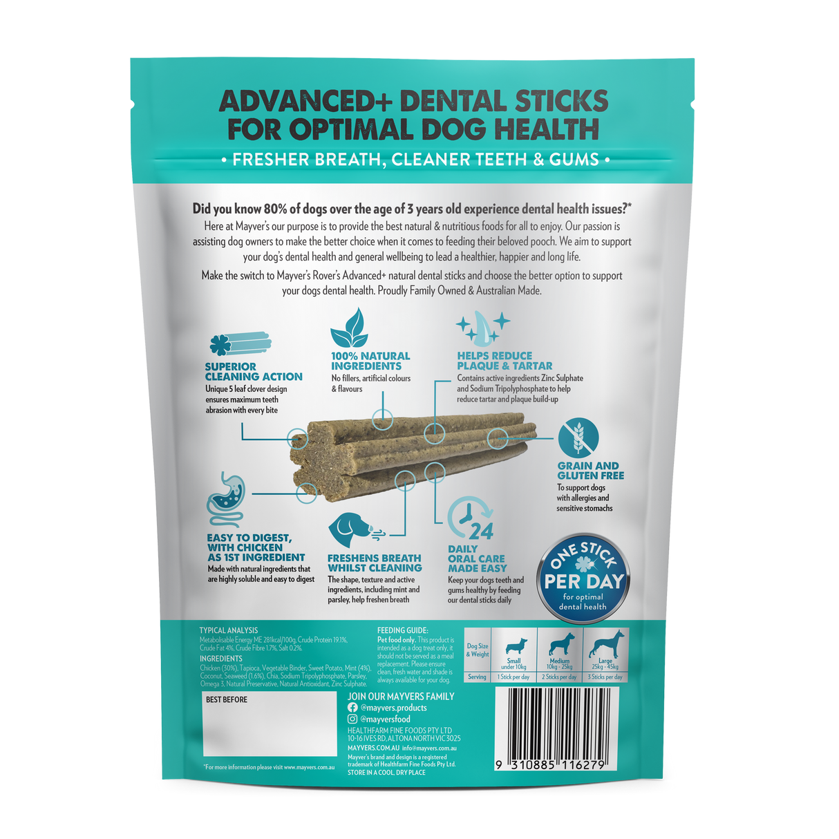 Mayver's Rover's Reward Advanced+ Natural Dental Stick 150g x 6