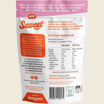 Saweet Way Pure Allulose Natural Sweetener Granules 200g Back