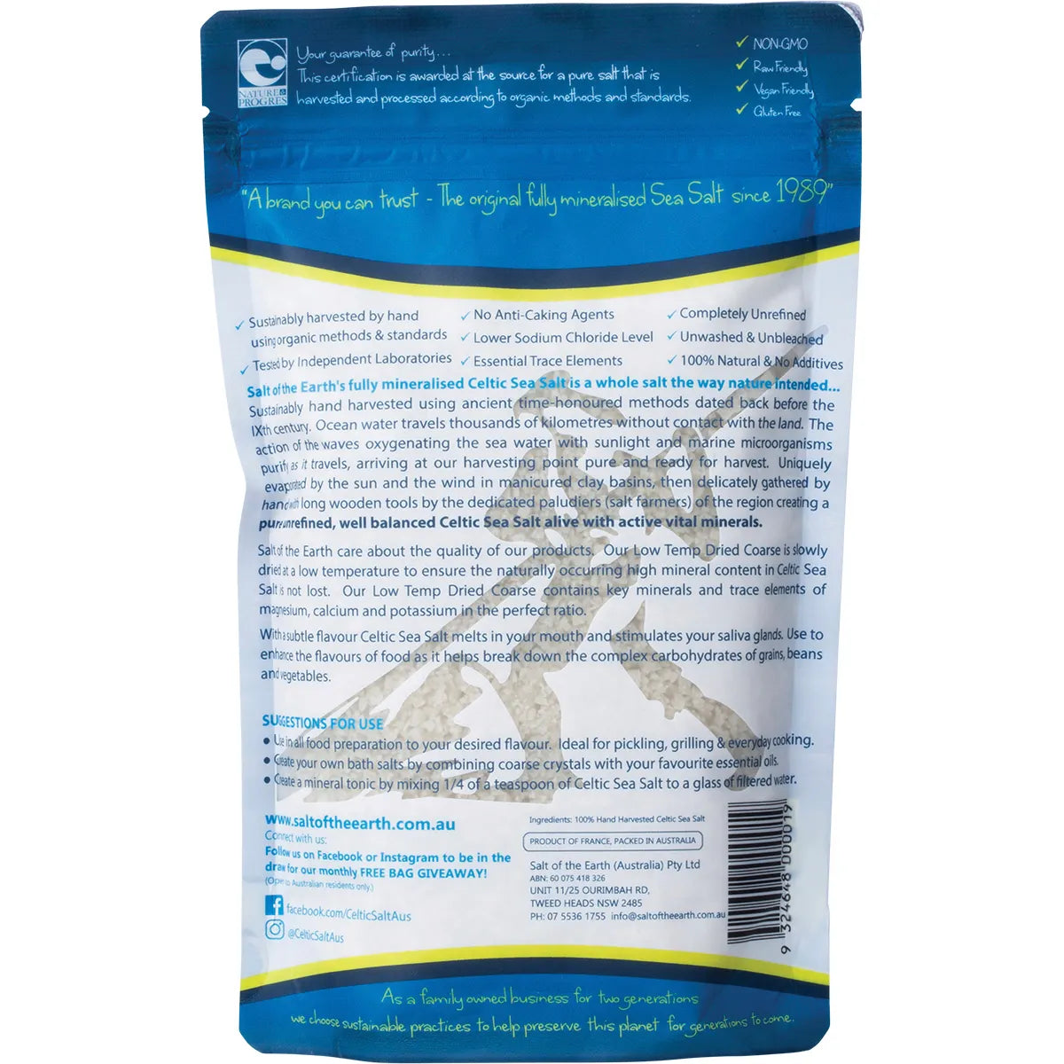Salt of the Earth Celtic Sea Salt Pre-Dried Coarse 250g