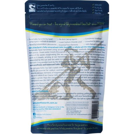 Salt Of The Earth Hand Harvested Celtic Sea Salt Coarse 250g