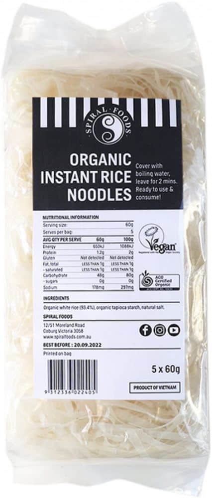 Spiral Organic Instant Rice Noodles Gluten Free 5x60g Front