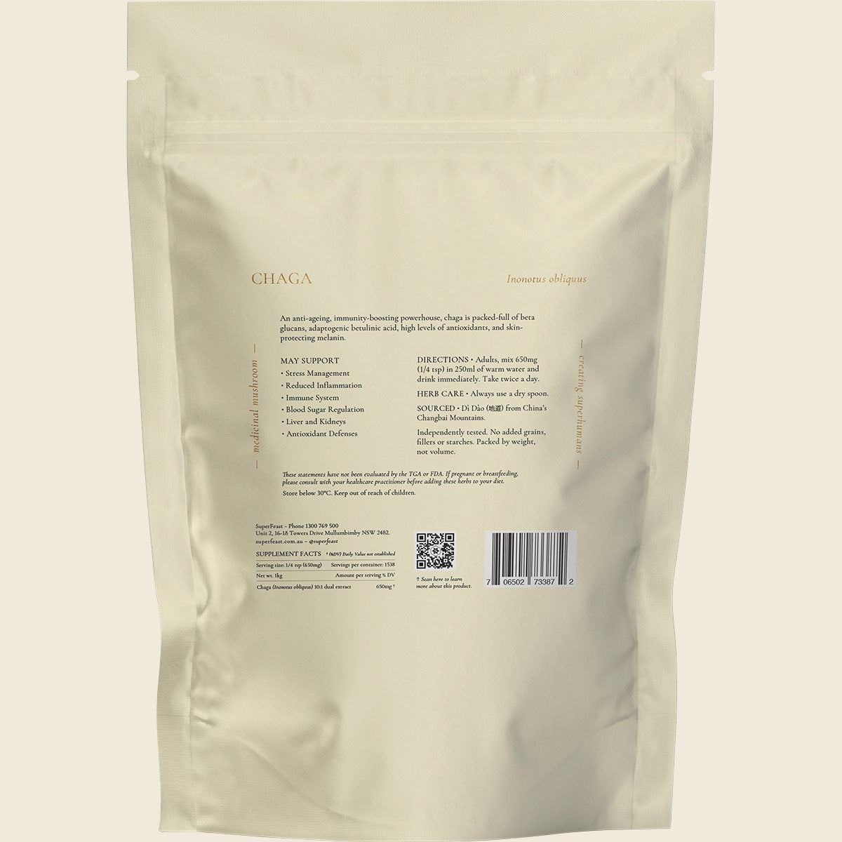 Superfeast Chaga 1kg Back