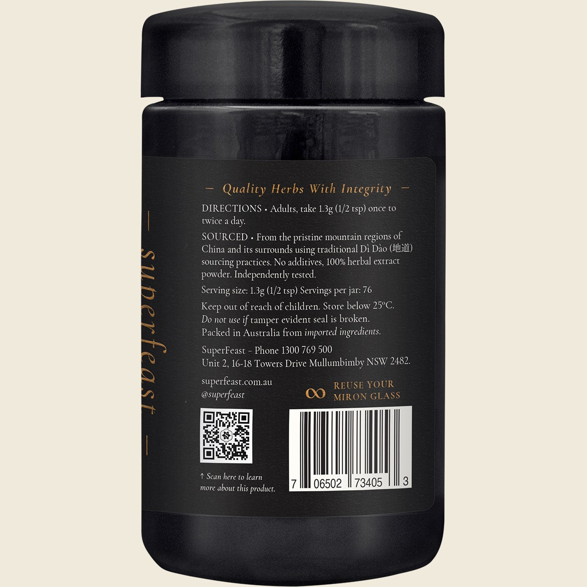 Superfeast Mason's Mushrooms Immune & Gut Tonic 100g Right Side