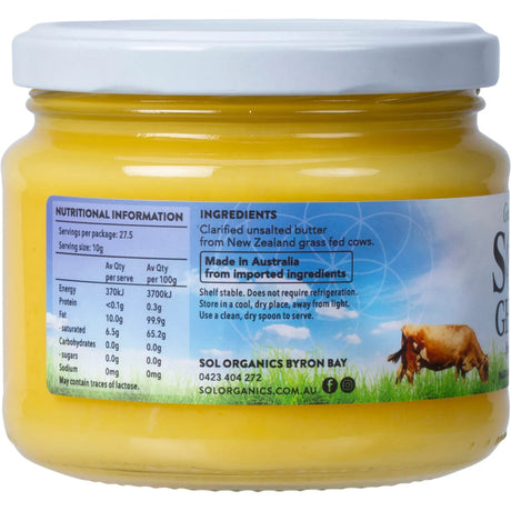 Sol Organics Grass Fed Ghee 275g
