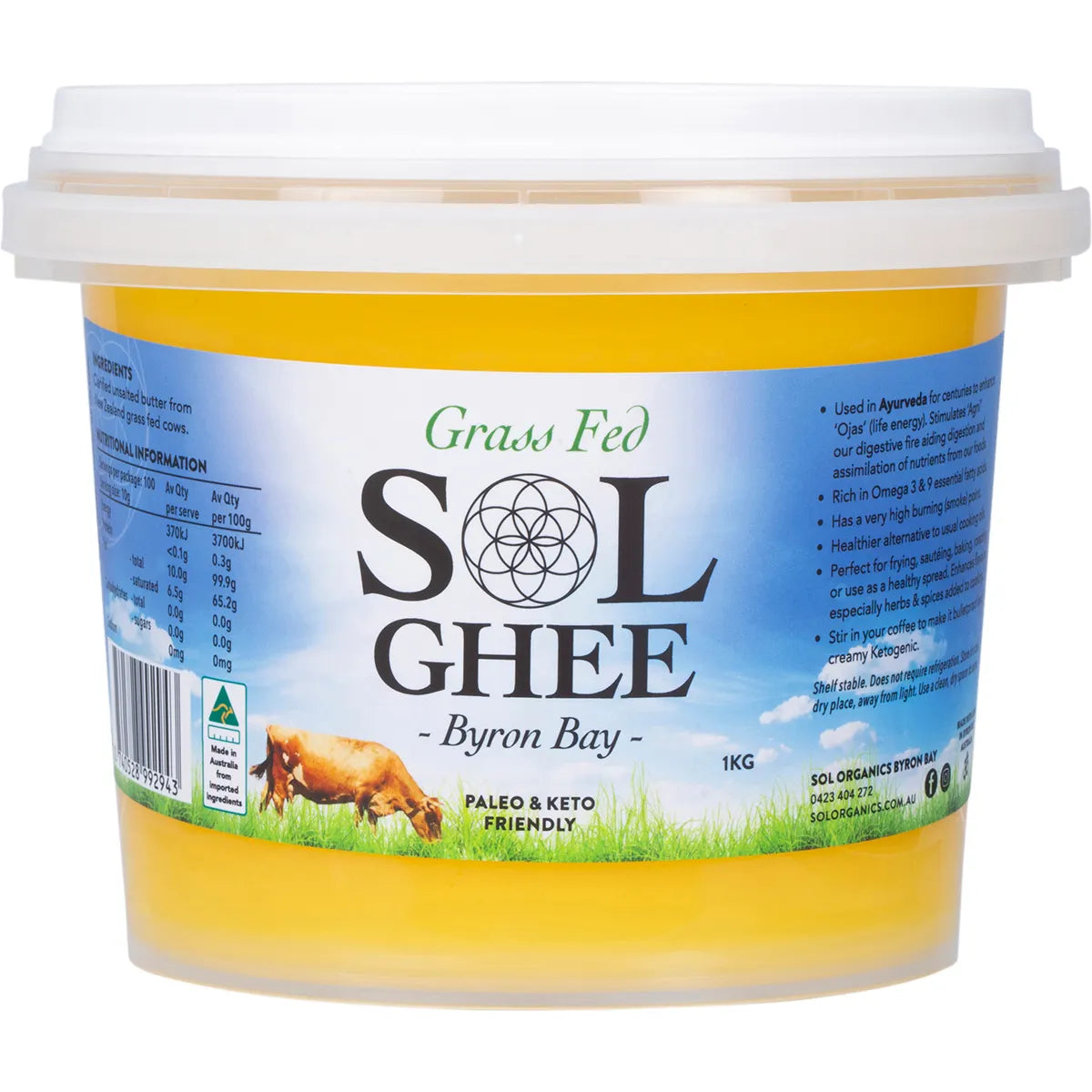 Sol Ghee Grass Fed Ghee 1kg