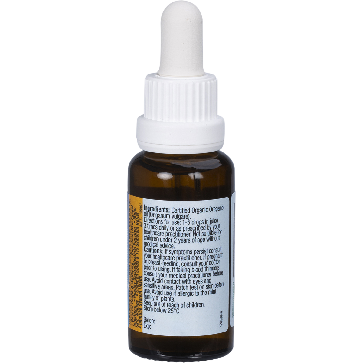 Solutions 4 Health Certified Organic Oil of Wild Oregano 25ml right side view