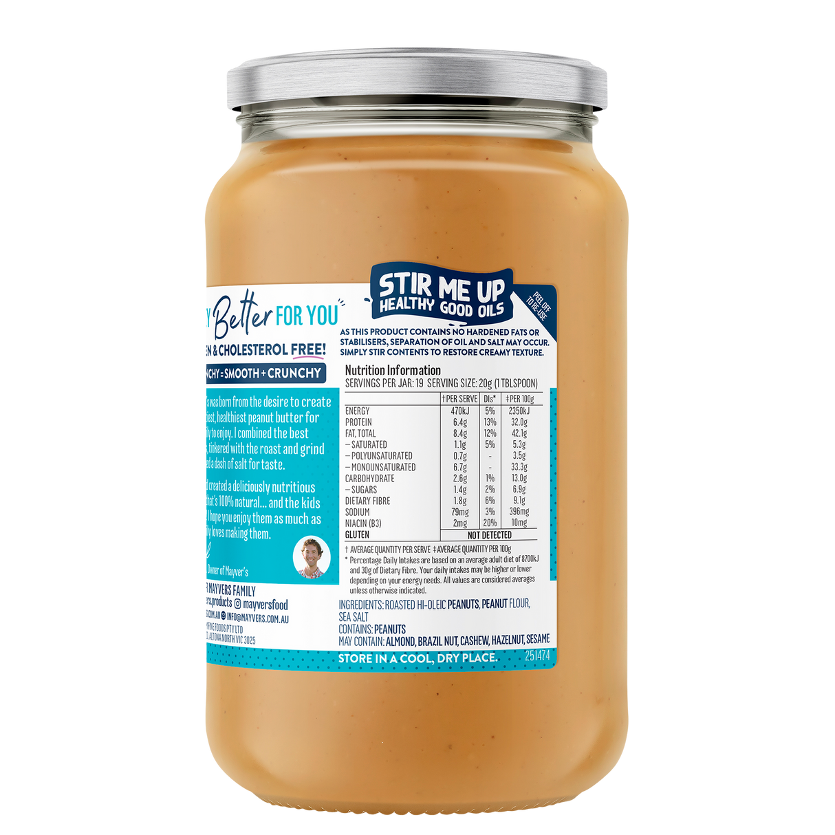 Mayver's Protein Plus Peanut Butter 375g x6