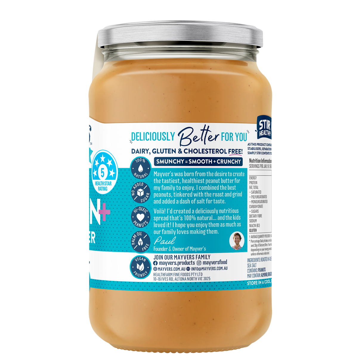 Mayver's Protein Plus Peanut Butter 375g x6