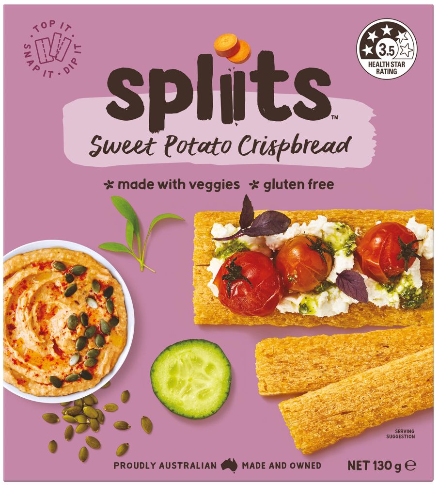 Spliits Sweet Potato Crispbread Gluten Free 130g Front
