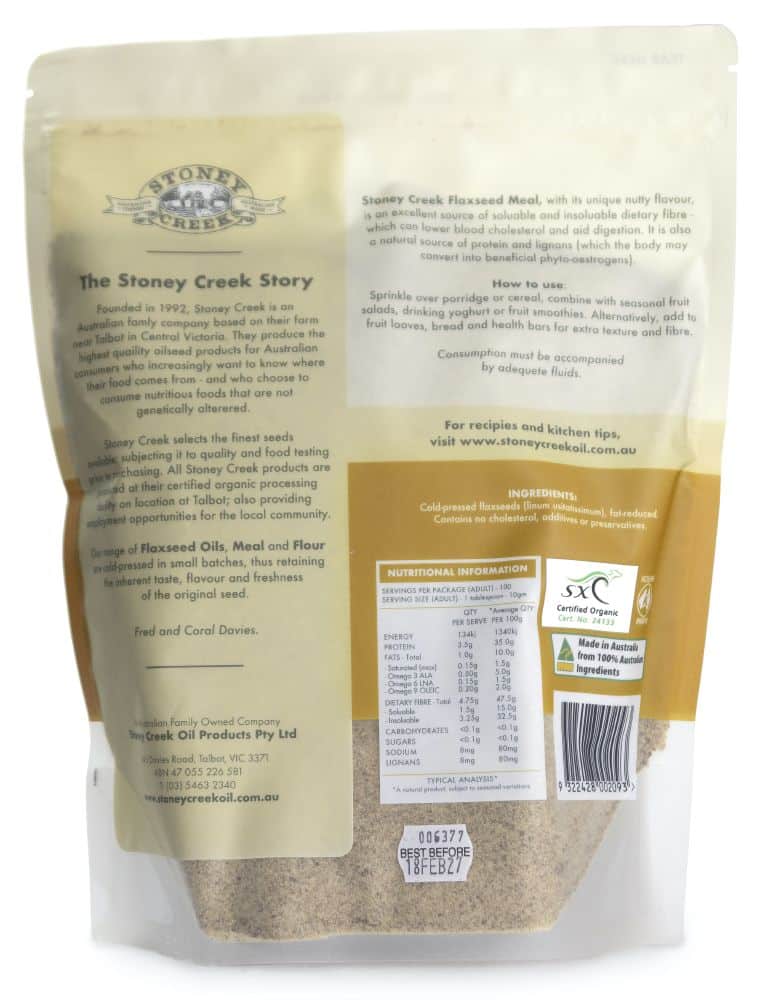 Stoney Creek Organic Golden Flaxseed Meal 1kg