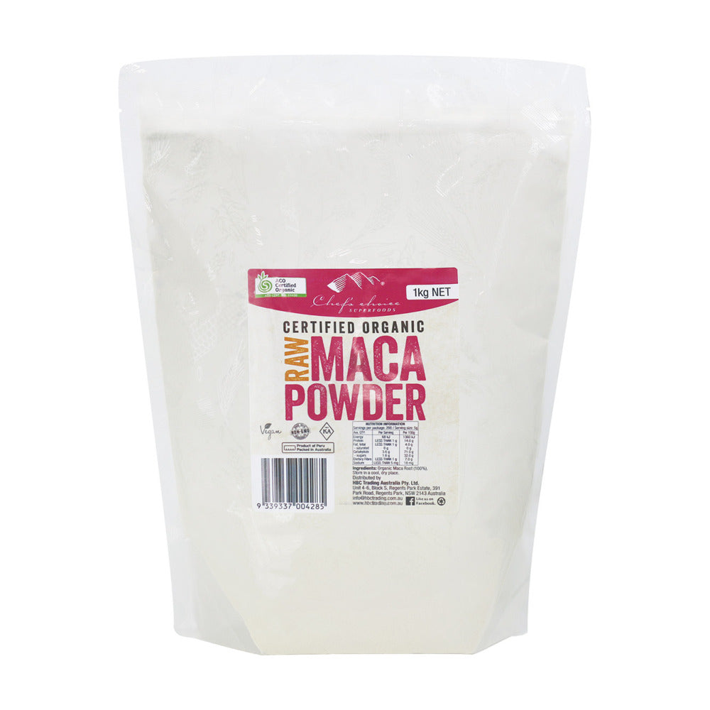 Chef's Choice Certified Organic Raw Maca Powder 1kg front