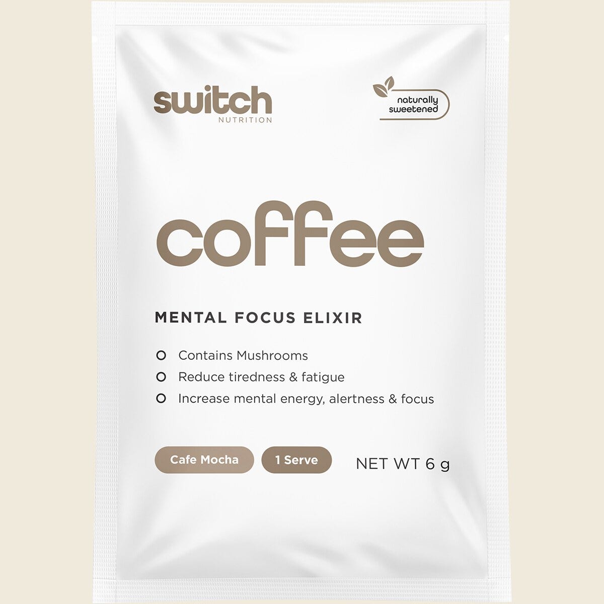 Switch Nutrition Coffee Mental Focus Elixir 6g x 25-pack Cafe Mocha – product view