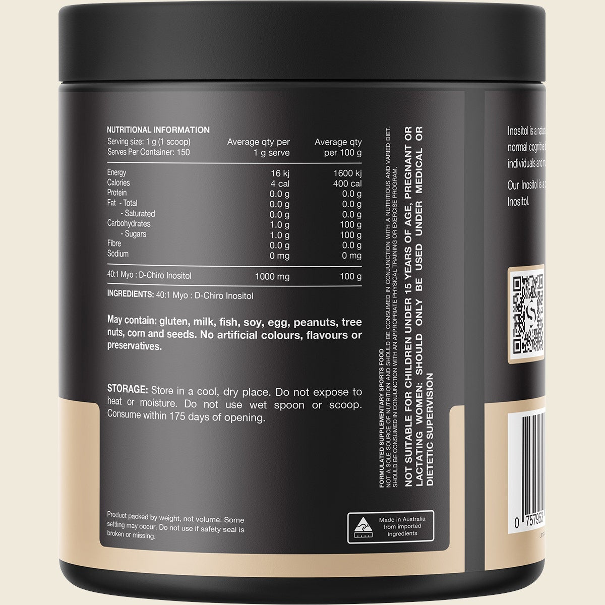Switch Nutrition Inositol 40:1 Myo : D-Chiro Inositol 150g Back