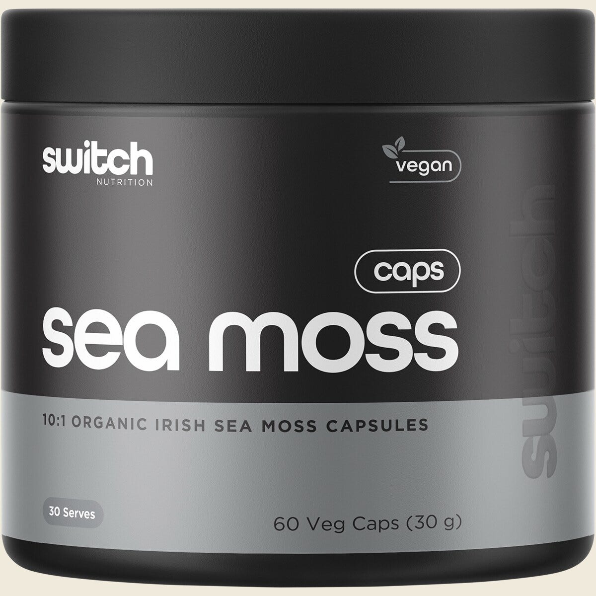 Switch Nutrition Organic Sea Moss 10:1 Irish Sea Moss Capsules 60 Caps front