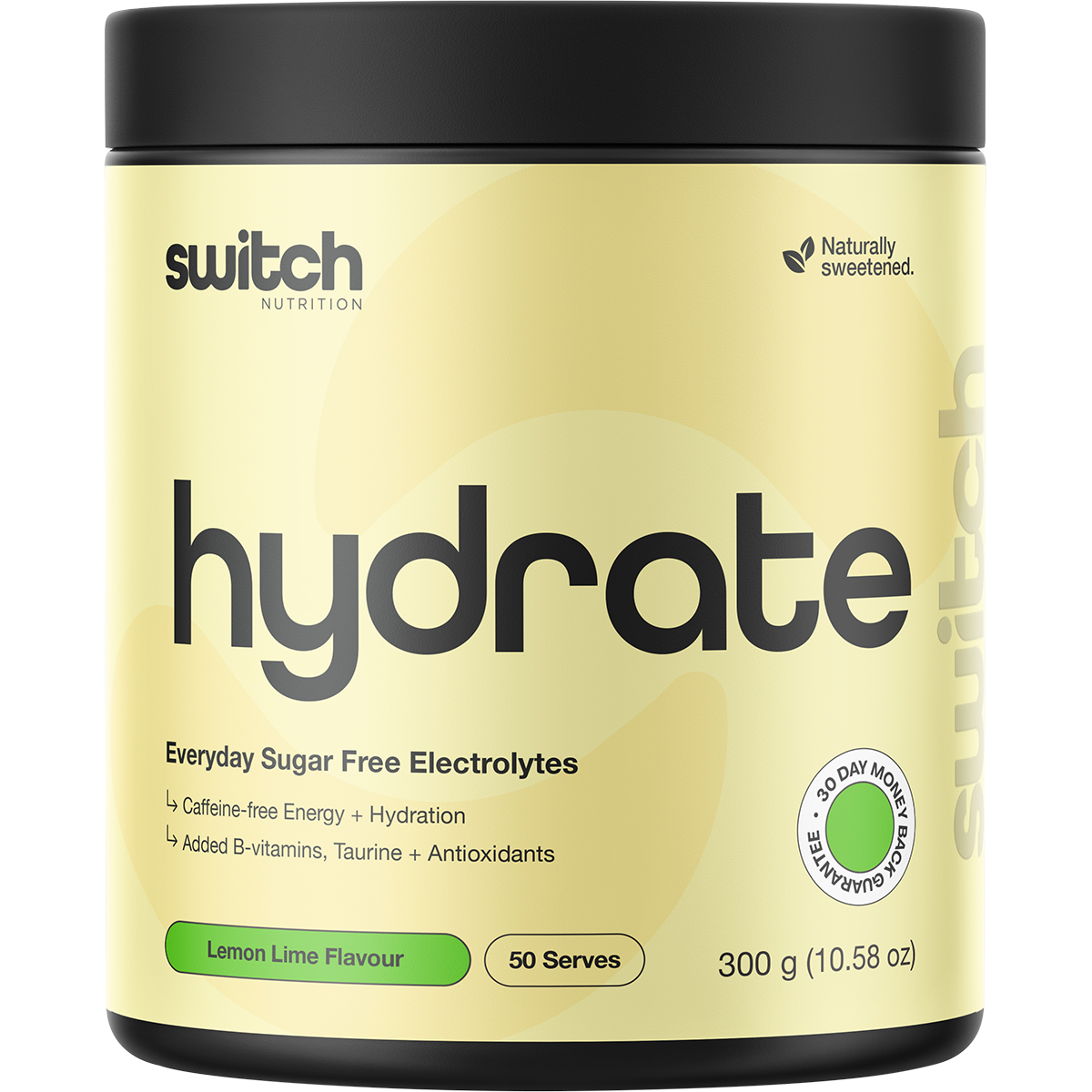 Switch Nutrition Hydrate Everyday Sugar Free Electrolytes Lemon Lime 300g – front packaging