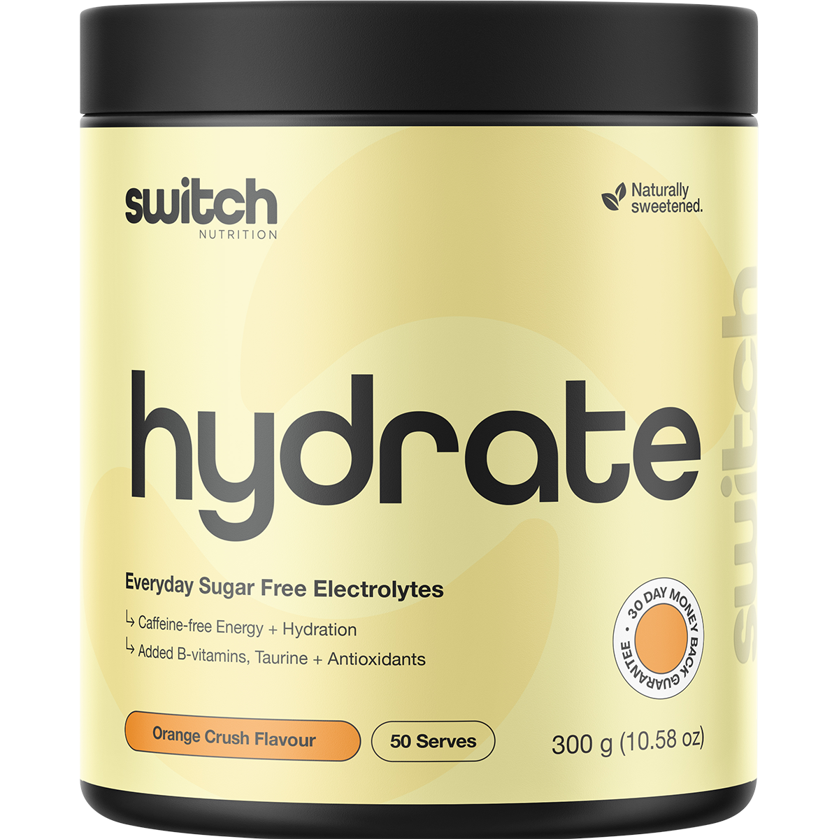 Switch Nutrition Hydrate Everyday Sugar Free Electrolytes Orange Crush 300g – front packaging