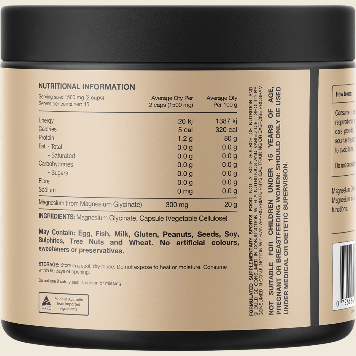 Switch Nutrition Mag Gly 100% Pure Magnesium Glycinate 90 Capsules