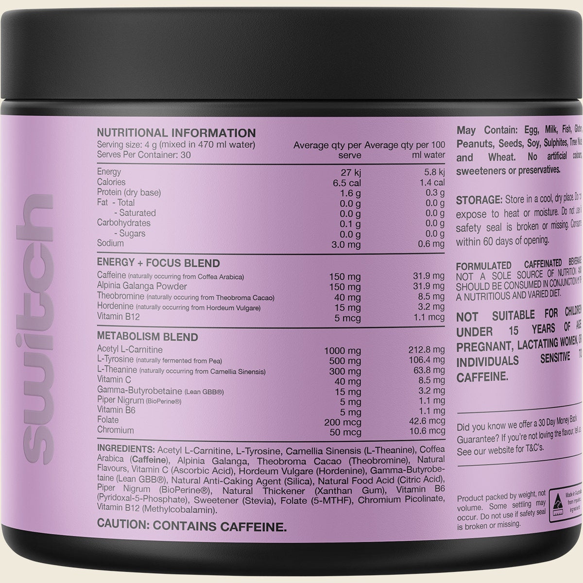 Switch Nutrition Thermal Thermogenic Energy Formula Mango Passionfruit 120g