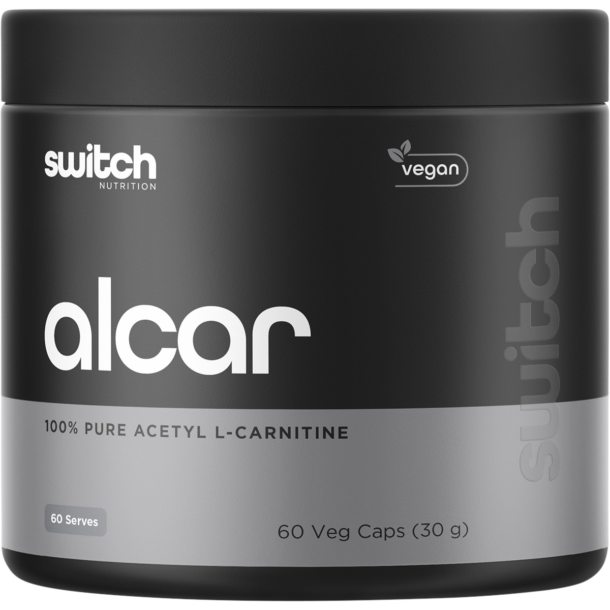 Switch Nutrition Alcar 100% Pure Acetyl L-Carnitine 60 Caps – front packaging