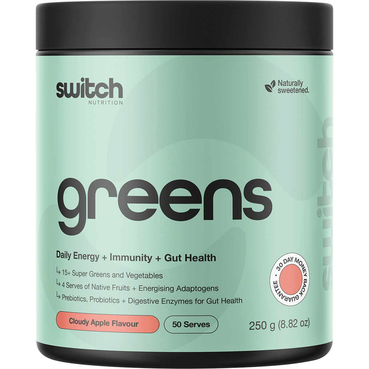 Switch Nutrition Greens Cloudy Apple 250g – front packaging