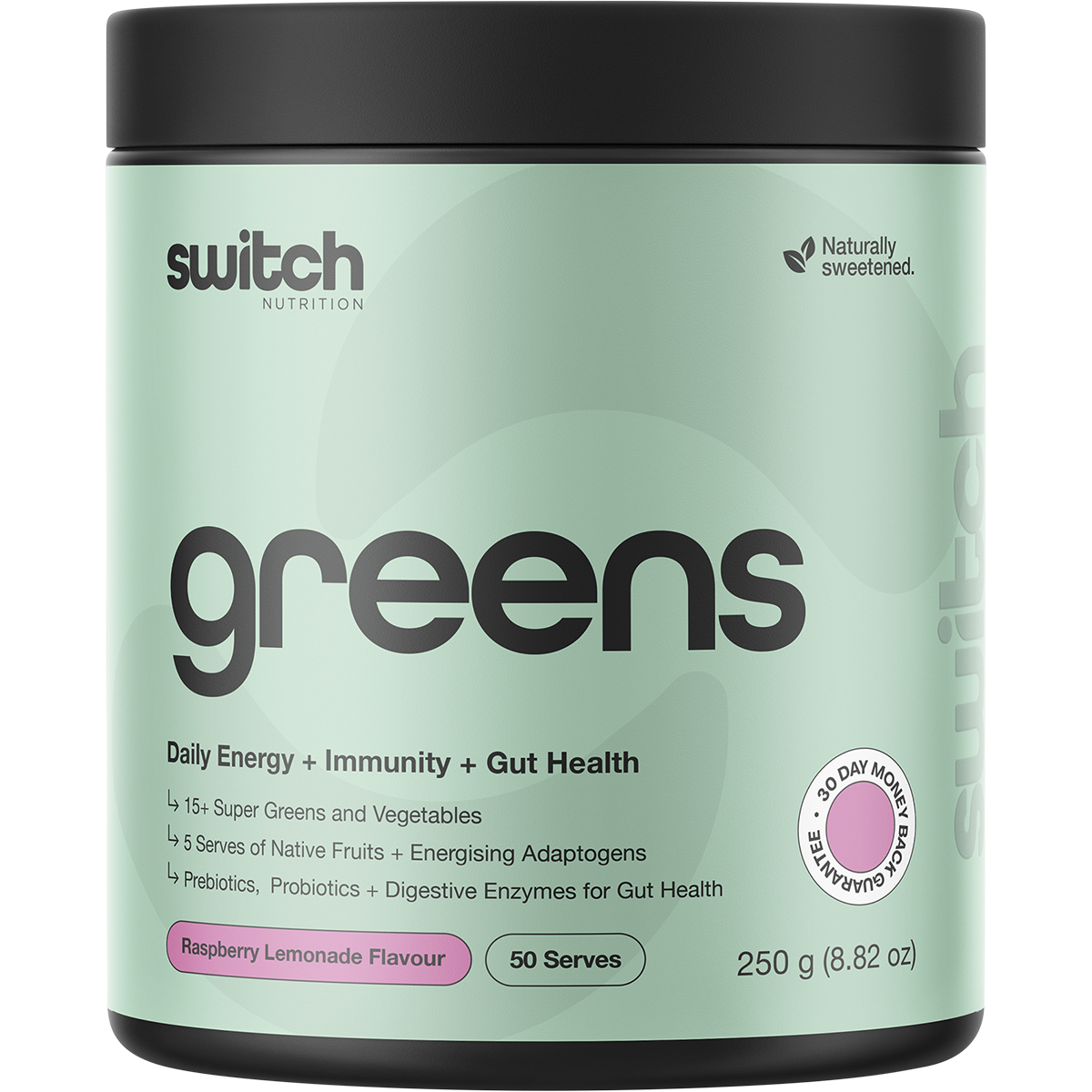 Switch Nutrition Greens Raspberry Lemonade 250g – front packaging