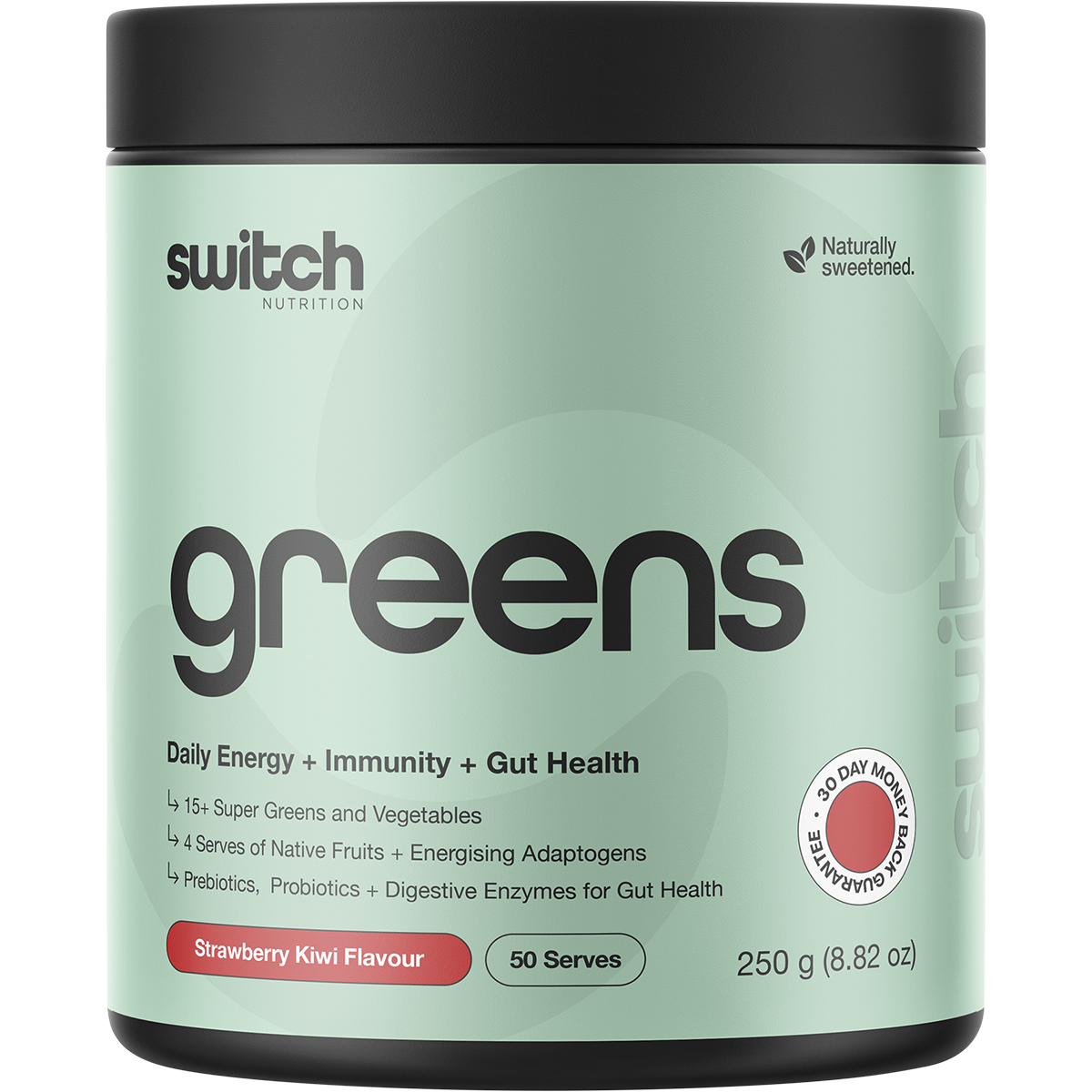 Switch Nutrition Greens Strawberry Kiwi 250g – front packaging