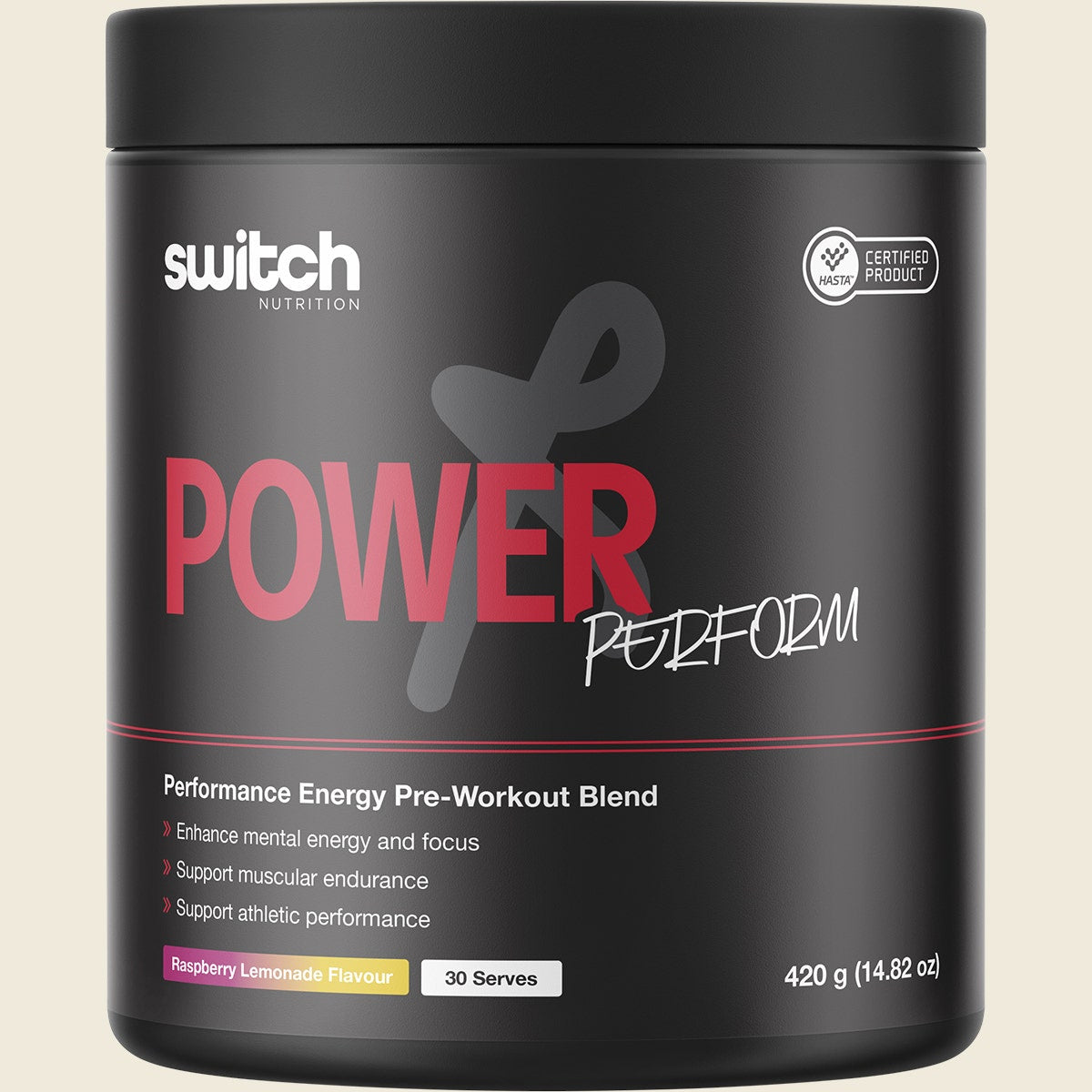 Switch Nutrition Power Performance Energy Blend Red Raspberry 165g – front
