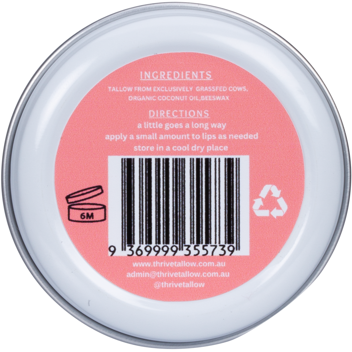 Thrive Tallow Tallow Based Lip Balm 35ml - back view