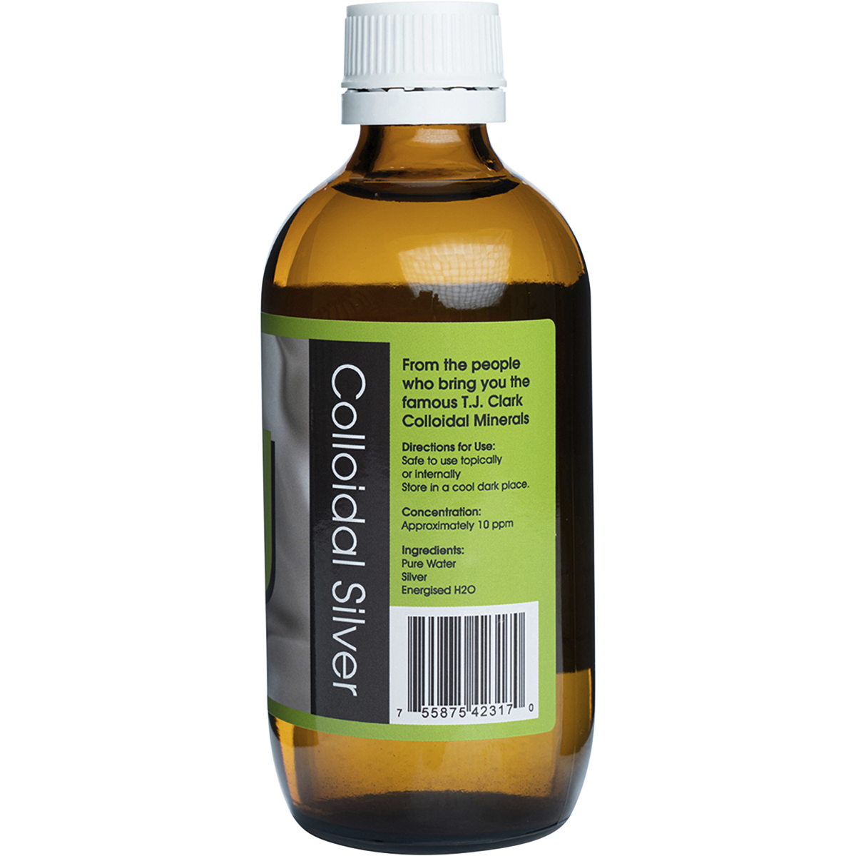 T.J. Clark Colloidal Silver (Ag) 200ml back view