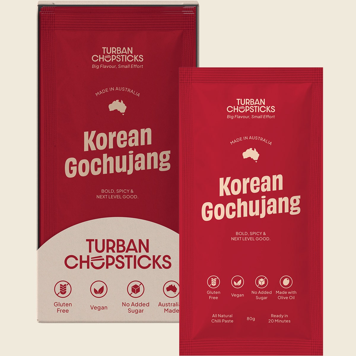 Turban Chopsticks Korean Gochujang chilli paste 80g product image with packaging