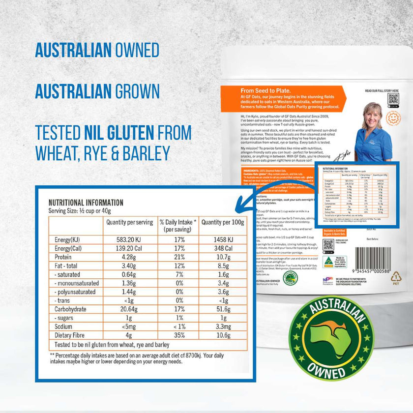 Gloriously Free Traditional Oats 500g nutritional information