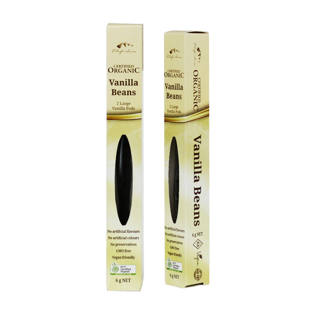 Chef's Choice Certified Organic 2 Large Vanilla Beans in Tube 6g