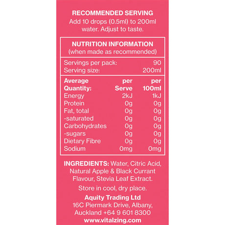 Vital Zing Water Drops Apple & Blackcurrant 45ml